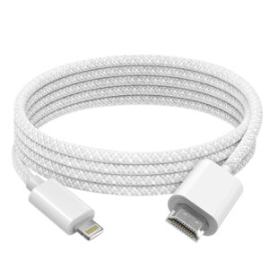 lightning to scart hdtv cable, foil‑shielded 4k&1080p video cord for iphone 14 and other mobile phones