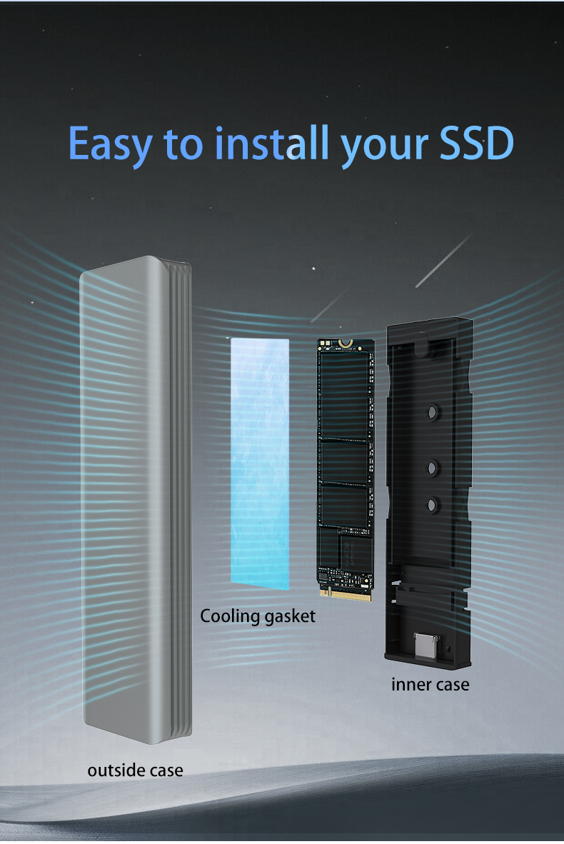 usb 3.1 gen2 10gbps m.2 ssd enclosure, nvme & sata dual‑protocol external hard drive caddy, support up to 8tb usb 3.1 gen2 10gbps m.2 ssd enclosure, nvme & sata dual‑protocol external hard drive caddy, support up to 8tb