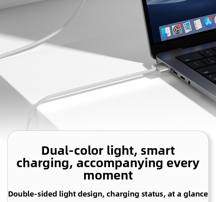 Magnetic USB‑C Charging Cable, Braided 3‑in‑1 Type‑C Fast Charger Cord Compatible with M1/M2/M3/M4 MacBook Laptops Airsky 8314 Detail 02